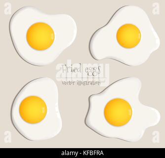 Collection of four fried eggs vector illustration Stock Vector