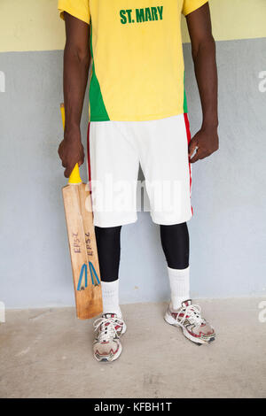 JAMAICA, Oracabessa. Portrait of Cricket Players at the Eden Park Sport Complex. Stock Photo