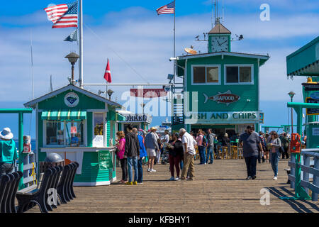 Tourists on the Green Pleasure Pier at Avalon on Santa Catalina Island California Stock Photo