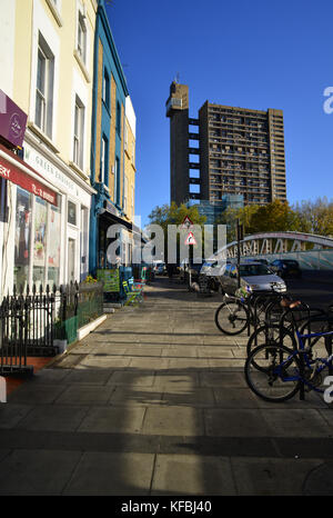 United Kingdom, London, North Kensington, Golborne Road, Trellick Tower Stock Photo