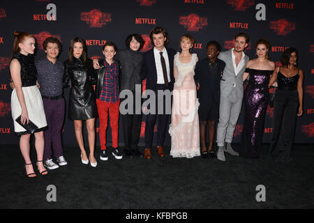 Los Angeles, USA. 26th Oct, 2017. Sadie Sink + Gaten Matarazzo + Millie Bobby Brown + Noah Schnapp + Finn Wolfhard + Joe Keery 067 arrives at the Premiere Of Netflix's 'Stranger Things' Season 2 at Regency Bruin Theatre on October 26, 2017 in Los Angeles, California Credit: Tsuni / USA/Alamy Live News Stock Photo