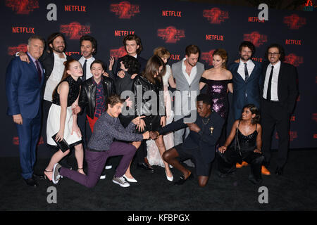 Los Angeles, USA. 26th Oct, 2017. Sadie Sink + Gaten Matarazzo + Millie Bobby Brown + Noah Schnapp + Finn Wolfhard + Joe Keery 068 arrives at the Premiere Of Netflix's 'Stranger Things' Season 2 at Regency Bruin Theatre on October 26, 2017 in Los Angeles, California Credit: Tsuni / USA/Alamy Live News Stock Photo