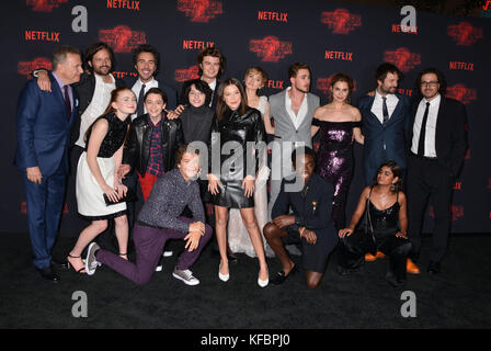 Los Angeles, USA. 26th Oct, 2017. Sadie Sink + Gaten Matarazzo + Millie Bobby Brown + Noah Schnapp + Finn Wolfhard + Joe Keery 069 arrives at the Premiere Of Netflix's 'Stranger Things' Season 2 at Regency Bruin Theatre on October 26, 2017 in Los Angeles, California Credit: Tsuni / USA/Alamy Live News Stock Photo