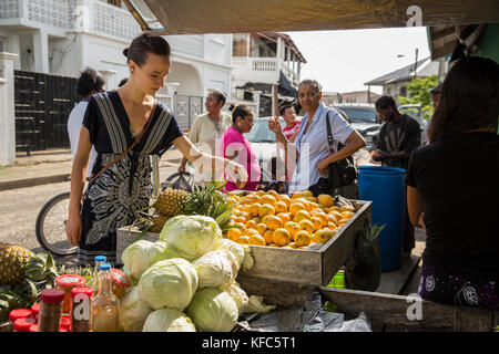 BELIZE, Punta Gorda, Toledo, guests staying at Belcampo Belize Lodge and Jungle Farm can go to the local market in Punta Gorda to get fresh vegetables Stock Photo