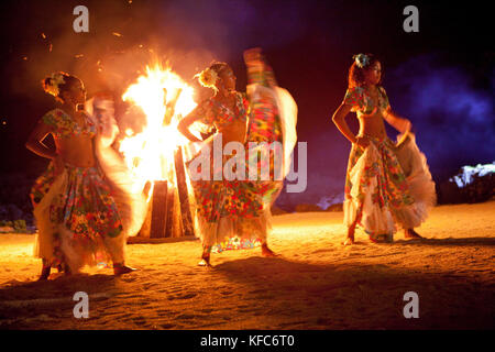 MAURITIUS, Sega dancers perform at hotel Shanti Maurice which is located on the Southern coast of Mauritius Stock Photo