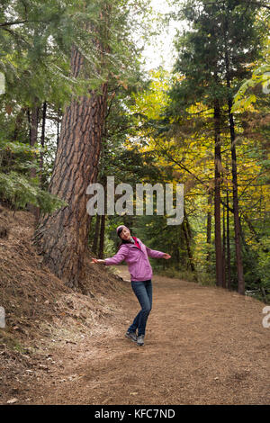 USA, Oregon, Ashland, portait of a Russian dancer in Lithia Park in the Fall Stock Photo