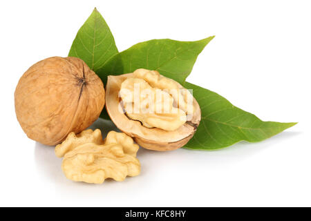 Walnuts walnut nuts autumn fall isolated on a white background Stock Photo