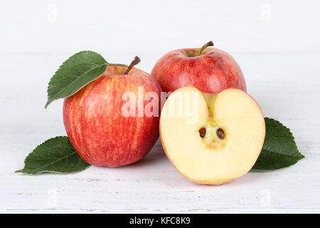 Apples apple slice fruit fruits red on wooden board food Stock Photo