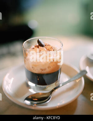 AUSTRIA, Vienna, Kleines Cafe, glass of Einspanner, a german coffee with whipped cream Stock Photo