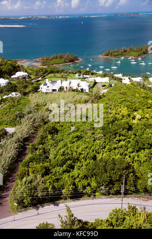 BERMUDA. Southampton Parish. View of homes and coast from the Gibb's Hill Lighthouse in Southampton. Stock Photo