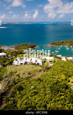 BERMUDA. Southampton Parish. View of homes and coast from the Gibb's Hill Lighthouse in Southampton. Stock Photo