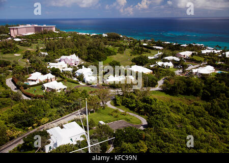 BERMUDA. Southampton Parish. View of homes and coast from the Gibb's Hill Lighthouse in Southampton. Stock Photo