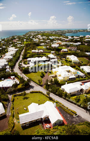 BERMUDA. Southampton Parish. View of homes and coast from the Gibb's Hill Lighthouse in Southampton. Stock Photo