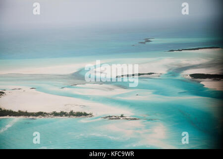 EXUMA, Bahamas. View of the Exuma Islands from the plane. Stock Photo