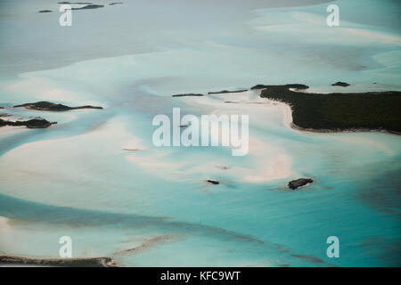 EXUMA, Bahamas. View of the Exuma Islands from the plane. Stock Photo