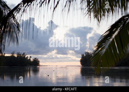 FRENCH POLYNESIA, Moorea. Landscape at sunset. Stock Photo