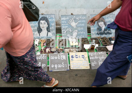 Myanmar. Yangon. Traditional medicine selling at a street Stock Photo