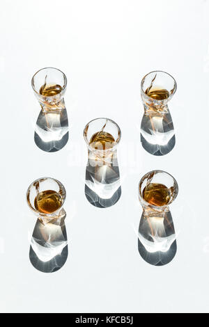 whiskey in glasses with shadows  Stock Photo