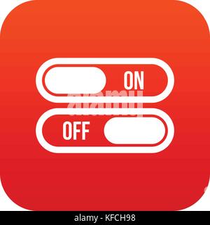 Button on and off icon digital red Stock Vector