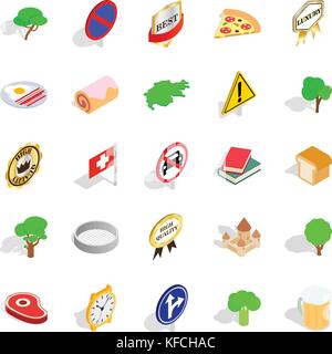 Switzerland icons set, isometric style Stock Vector