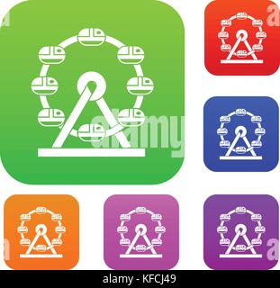 Giant ferris wheel set color collection Stock Vector