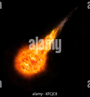 Falling Asteroid - burning up in the earth's atmosphere ( fireball ) Stock Photo