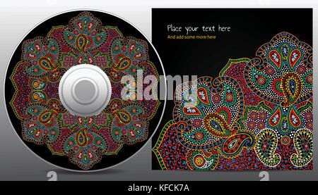 cd design in paisley floral style Stock Vector