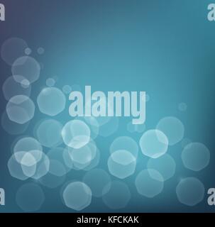 Abstract aquatic blue bokeh background with glowing sinbeams Stock Vector