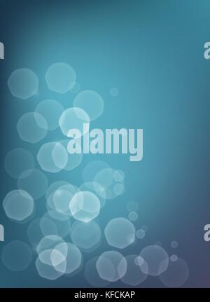 Abstract aquatic blue bokeh background with glowing sinbeams Stock Vector