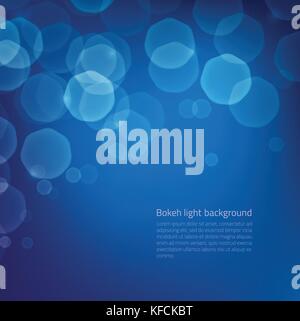 Abstract aquatic blue bokeh background with glowing sunbeams Stock Vector
