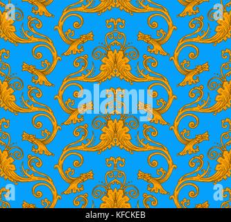 Bright vector antique victorian seamless pattern, made of floral retro swirls Stock Vector