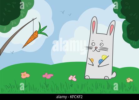 easter bunny and carrot Stock Vector