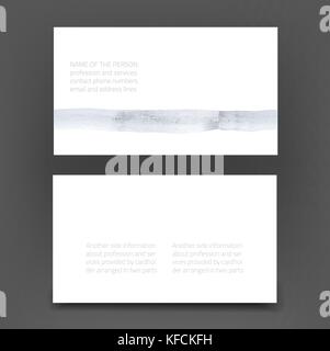 Vector modern business card - presentation of two sides back and front - with abstract art background in gray shades Stock Vector