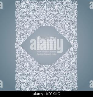 Vector oriental background with ornate border and vignette for text Stock Vector