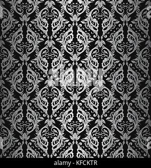 Vector illustration of vintage Victorian ornate wallpaper with luxury rich metallic ornament Stock Vector