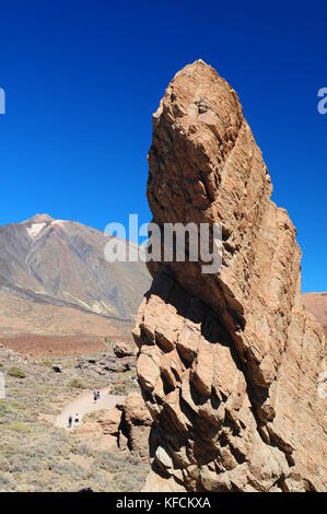 Mount Teide in Tenerife from the Lava Field Stock Photo