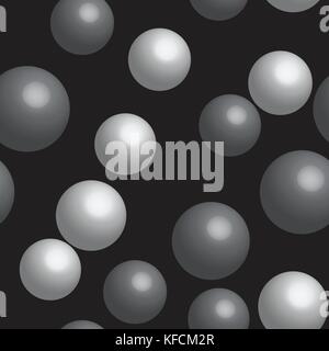 Gray Bubbles on Black Seamless Pattern Stock Vector