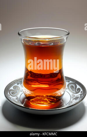 Tea in Azerbaijani traditional armudu glass Stock Photo