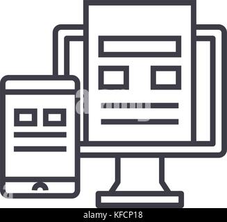 adaptive interface concept vector thin line icon, symbol, sign, illustration on isolated background Stock Vector