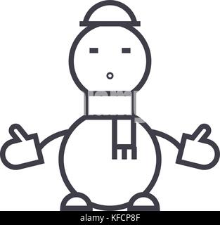 snowman concept vector thin line icon, symbol, sign, illustration on isolated background Stock Vector