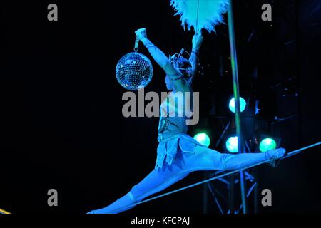 circus performers toght rope walker Stock Photo