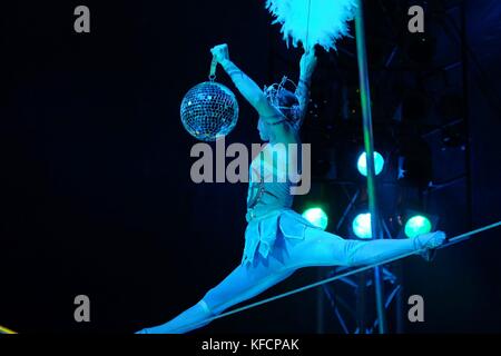 circus performers toght rope walker Stock Photo
