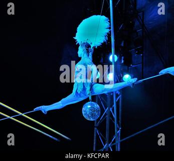 circus performers toght rope walker Stock Photo