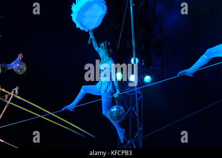 circus performers toght rope walker Stock Photo