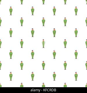 Man in green army uniform and blue beret pattern Stock Vector
