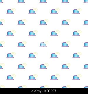 Laptop with speech bubble pattern, cartoon style Stock Vector