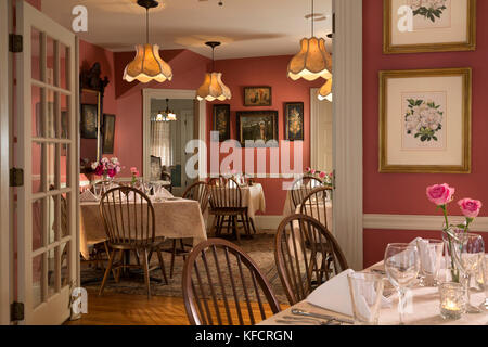 Dining Room, Pentagoet Inn, Castine, Maine, USA Stock Photo