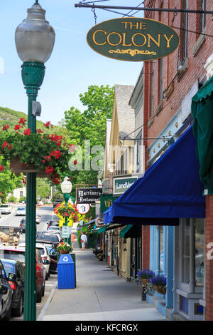 Shopping on main street Camden, Maine, USA Stock Photo