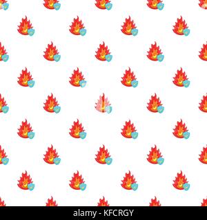 Fire and sky blue shield pattern, cartoon style Stock Vector