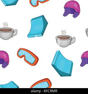 Winter sports equipment pattern, cartoon style Stock Vector